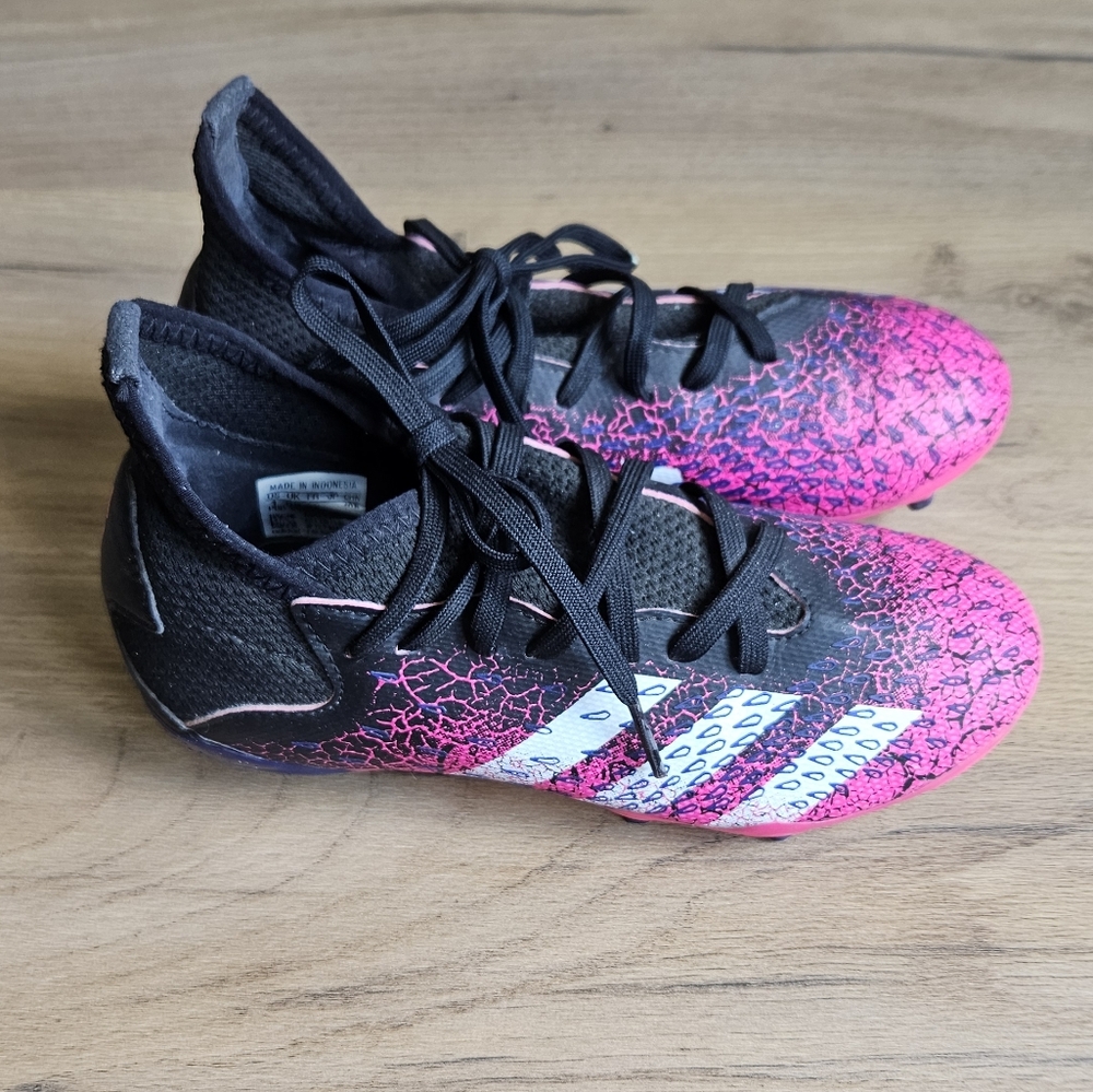 Adidas Kids' Black and Pink Soccer Cleats